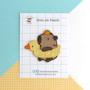 Capybara in Duck Floatie Embroidered Iron-On Patch-4