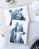 Aurora Bear Northern Lights Night Sky Watercolor Art Card-4