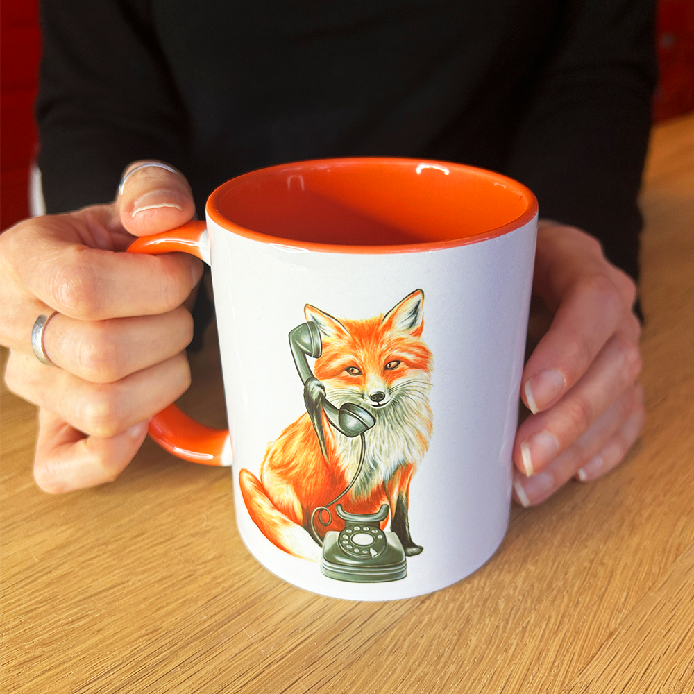 Fox on the Phone Mug