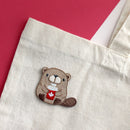 Beaver with Red Coffee Cup Embroidered Patch-6