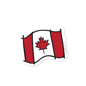 Canada Flag Vinyl Sticker - Handmade Canadian flag vinyl sticker with red maple leaf, unique gift accessory.