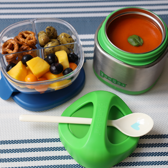Yumbox Cubi Thermal Food Jar for Kids - Easy Carry and Open Lid 10 oz  - Apple Green
