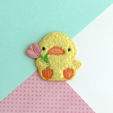 Ducky with Tulip Chenille Embroidered Iron-On Patch