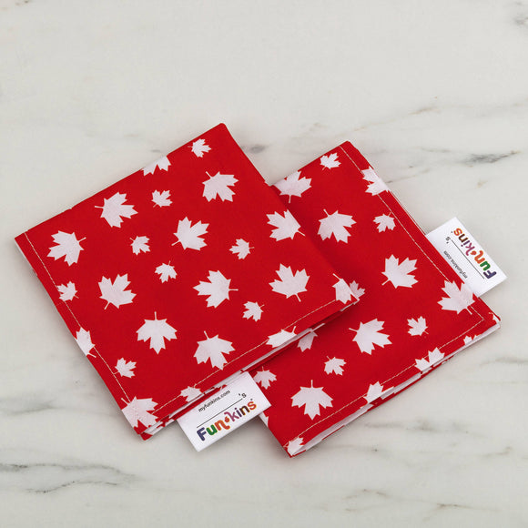 Set of Two Reusable Cloth Napkins for Kids - Red Leaves