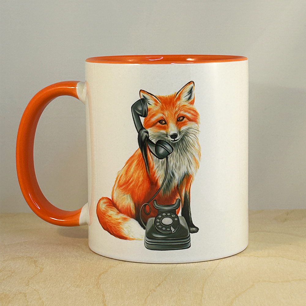 Fox on the Phone Mug