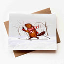 Skiing Beaver Greeting Card-1