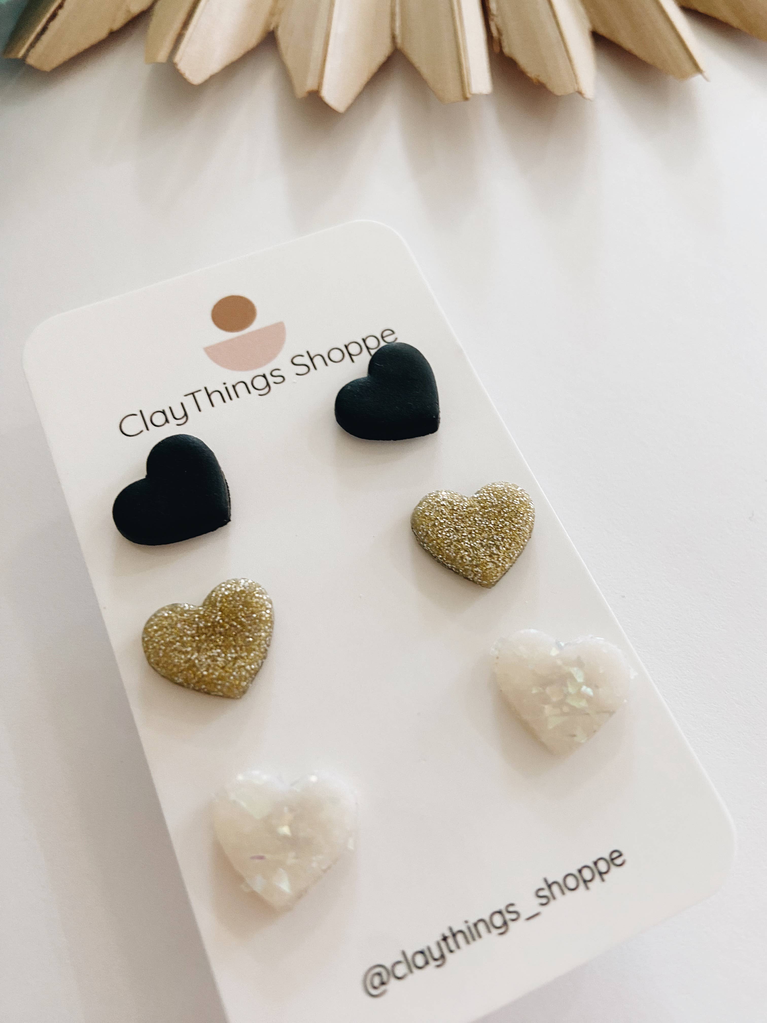 Black Heart Stud Pack | ClayThings Shoppe - 0