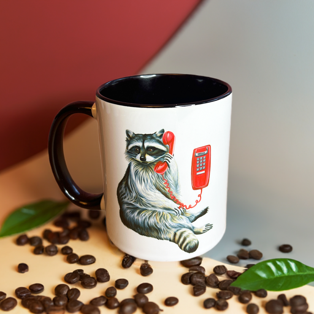 Raccoon on the Phone Mug