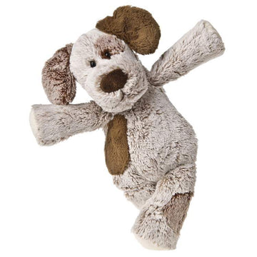 Marshmallow Zoo 13" Puppy - Handmade plush puppy toy in soft beige and brown, unique Canadian gift for newborns.