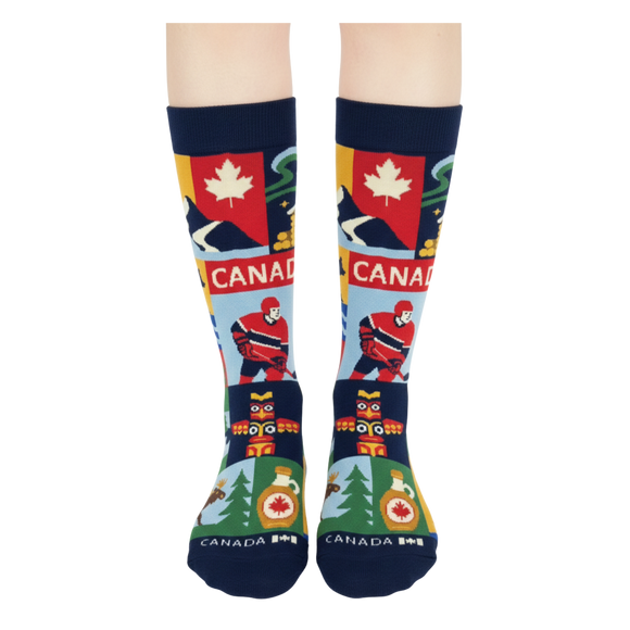 Men's Canada Colorful Outdoor Lifestyle Graphic Crew Socks