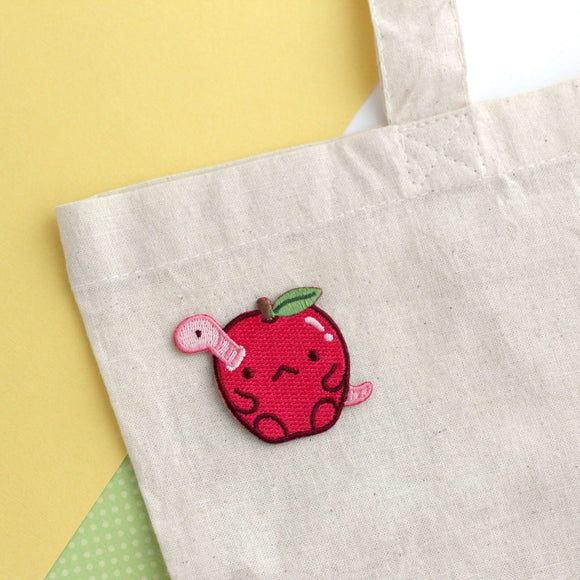 Worm in Apple Iron-On Patch