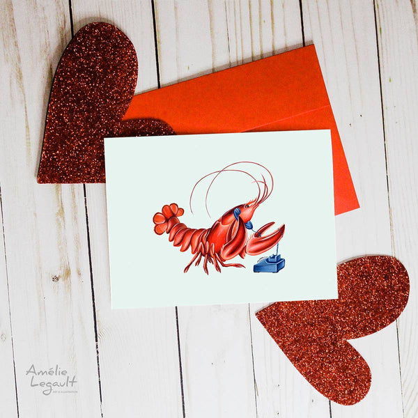 Lobster card, greeting card, birthday card, phone card