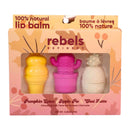 GIFT SET 3 Pack Lip Balm FALL EDITION - Unique handmade Canadian lip balm gift set with pumpkin spice, apple pie, and chai latte scents.