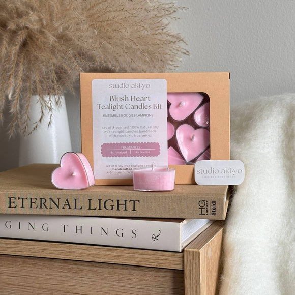 Blush Heart Tealight Candle Set