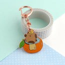 Capybara in Orange Bathtub Enamel Keychain-3