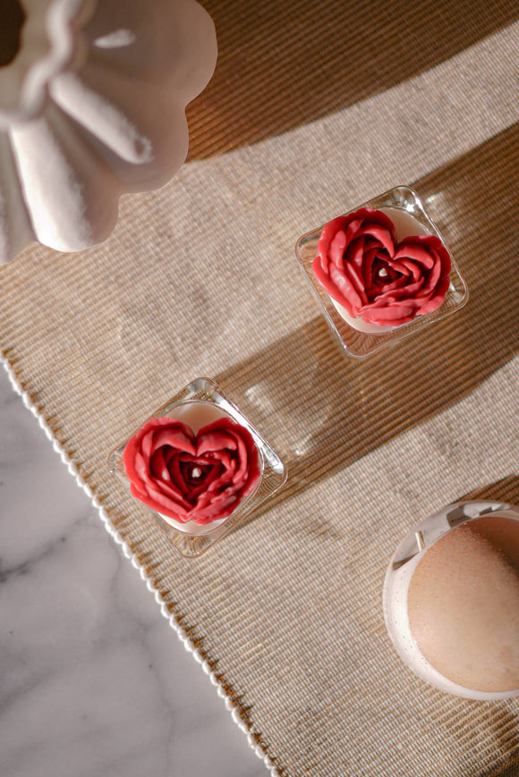Heart Peony Tealight Candle | Soy Wax Blend