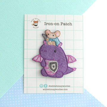 Mouse Riding Dragon Embroidered Iron On Patch - 0