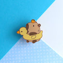 Capybara in a Duck Floatie with Yuzu Enamel Pin-2