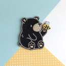 Black Bear and Bee Embroidered Patch-2