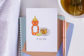 Get Well Soon (Honey and Tea) -Greeting Card - 0