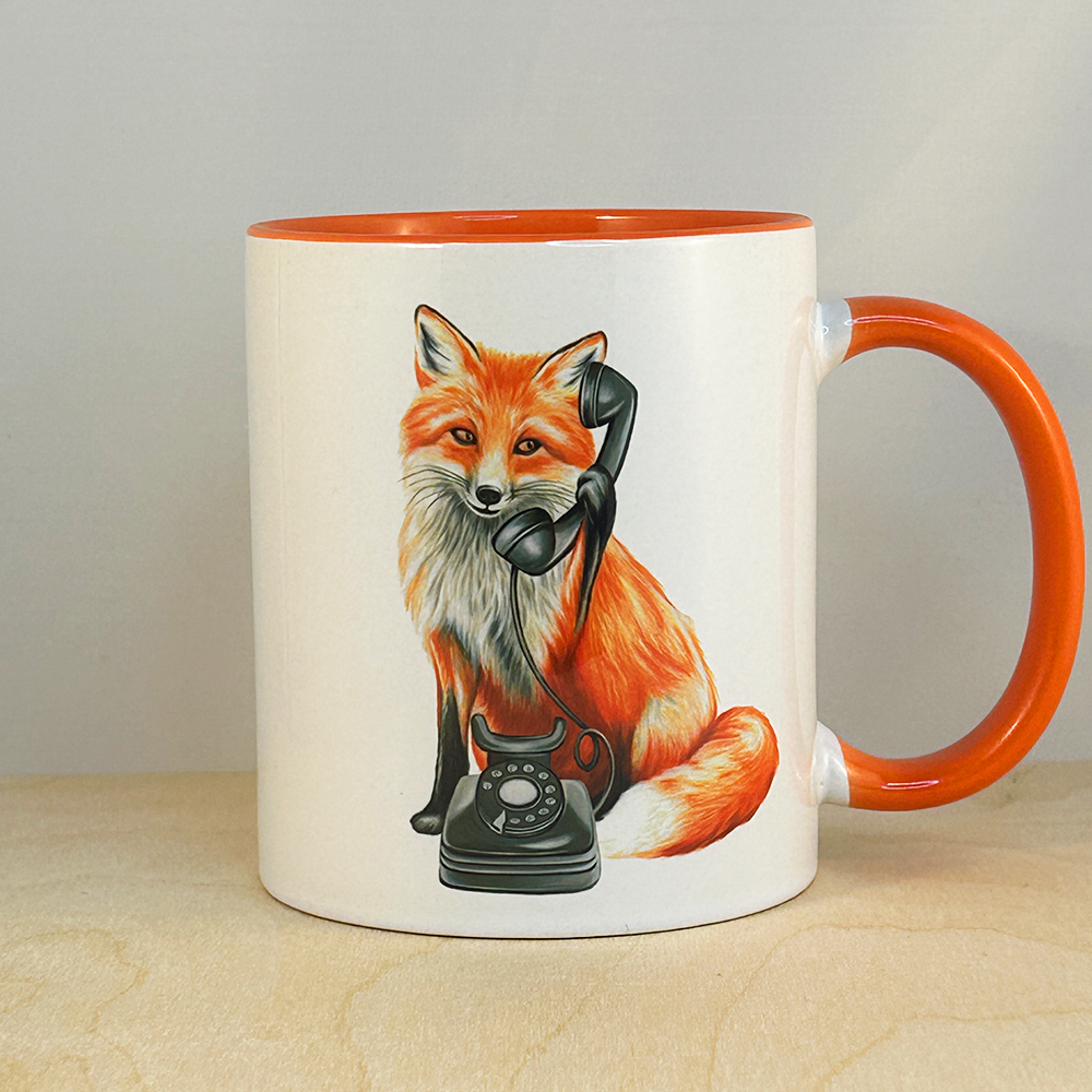 Fox on the Phone Mug