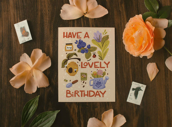 Lovely Birthday Garden - Illustrated Birthday Card