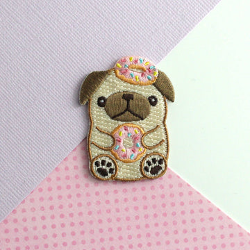 Donut Pug Embroidered Patch