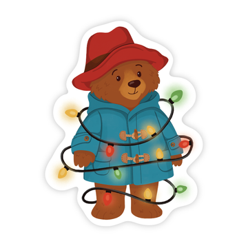 Festive Marmalade Bear - Christmas Lights Bear Vinyl Sticker
