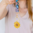 Black Floral Wristlet Keychain-3