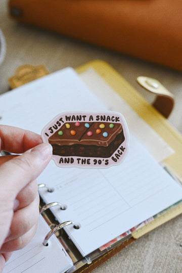Snack 90's Back - Retro Cosmic Brownie Vinyl Sticker - 0