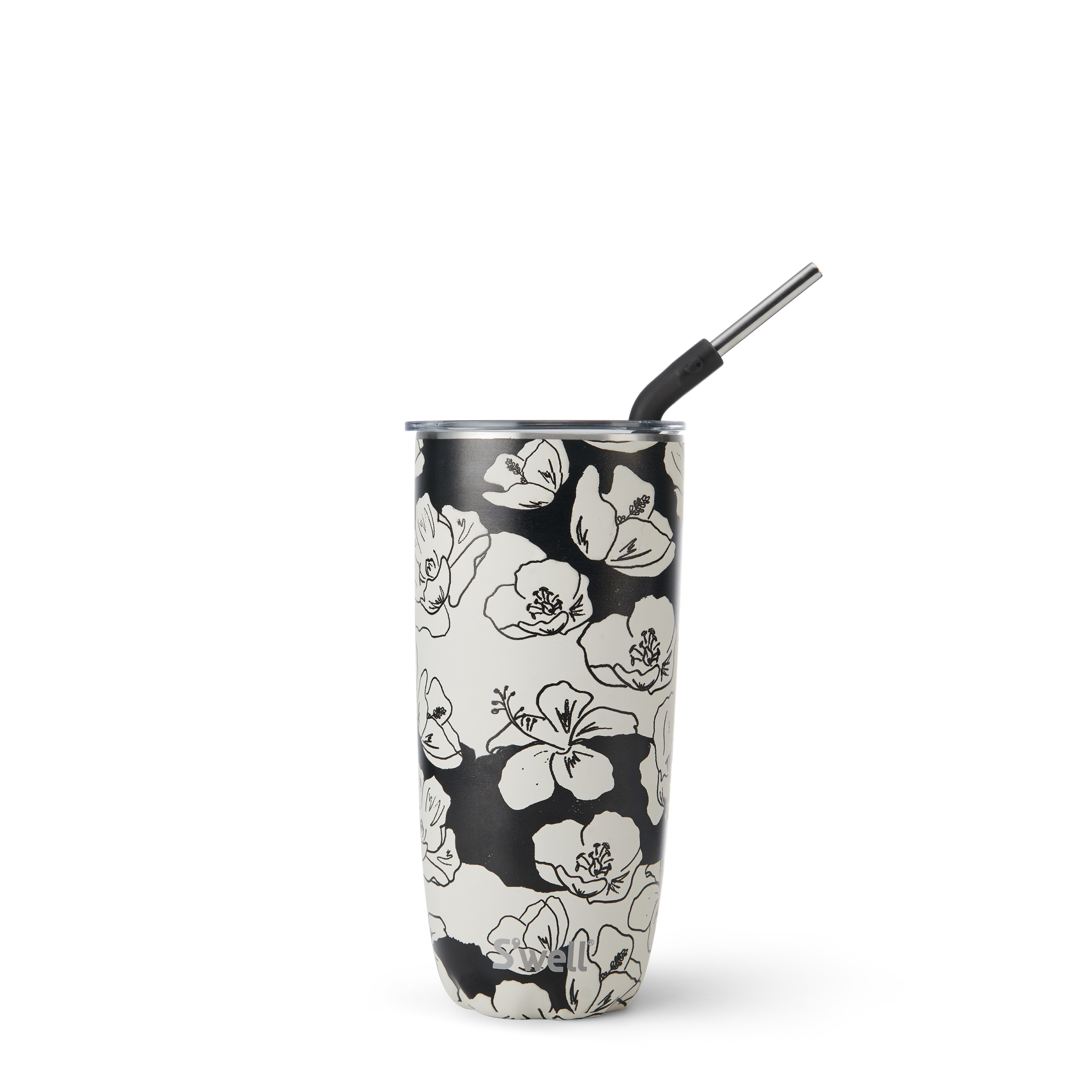 24oz Charcoal Bloom Tumbler with Straw