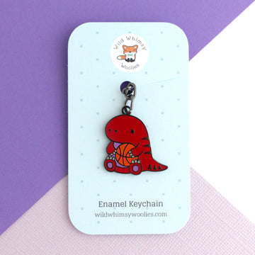 Toronto Raptor with a Basketball Enamel Keyring - 0