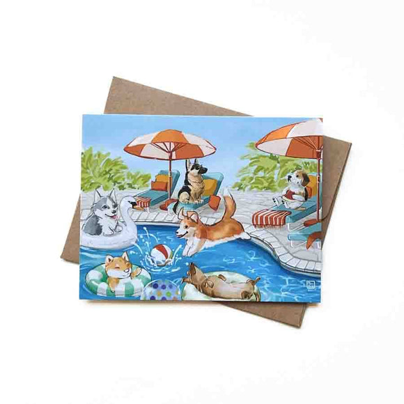 Dog Pool Party Card