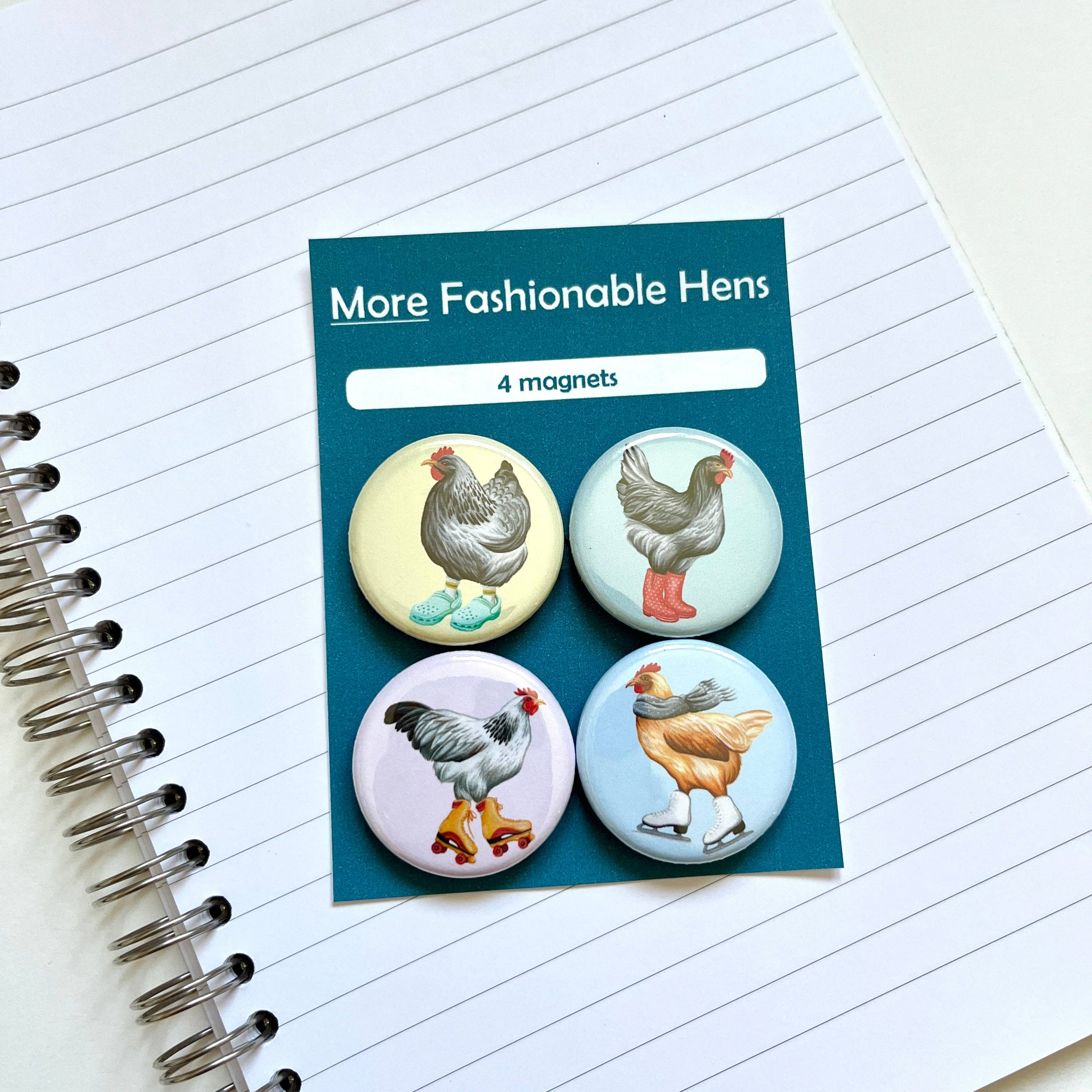 Fashionable Hens Fridge Magnets (set of 4)