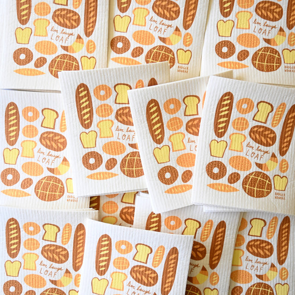 "Live Laugh Loaf" Sponge Cloth / Swedish Dishcloth