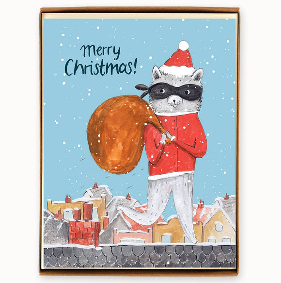 Holiday Raccoon Box of 8