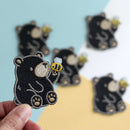 Black Bear and Bee Embroidered Patch-3