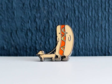 Hot Dog Walking Weiner Dog - Enamel Pins