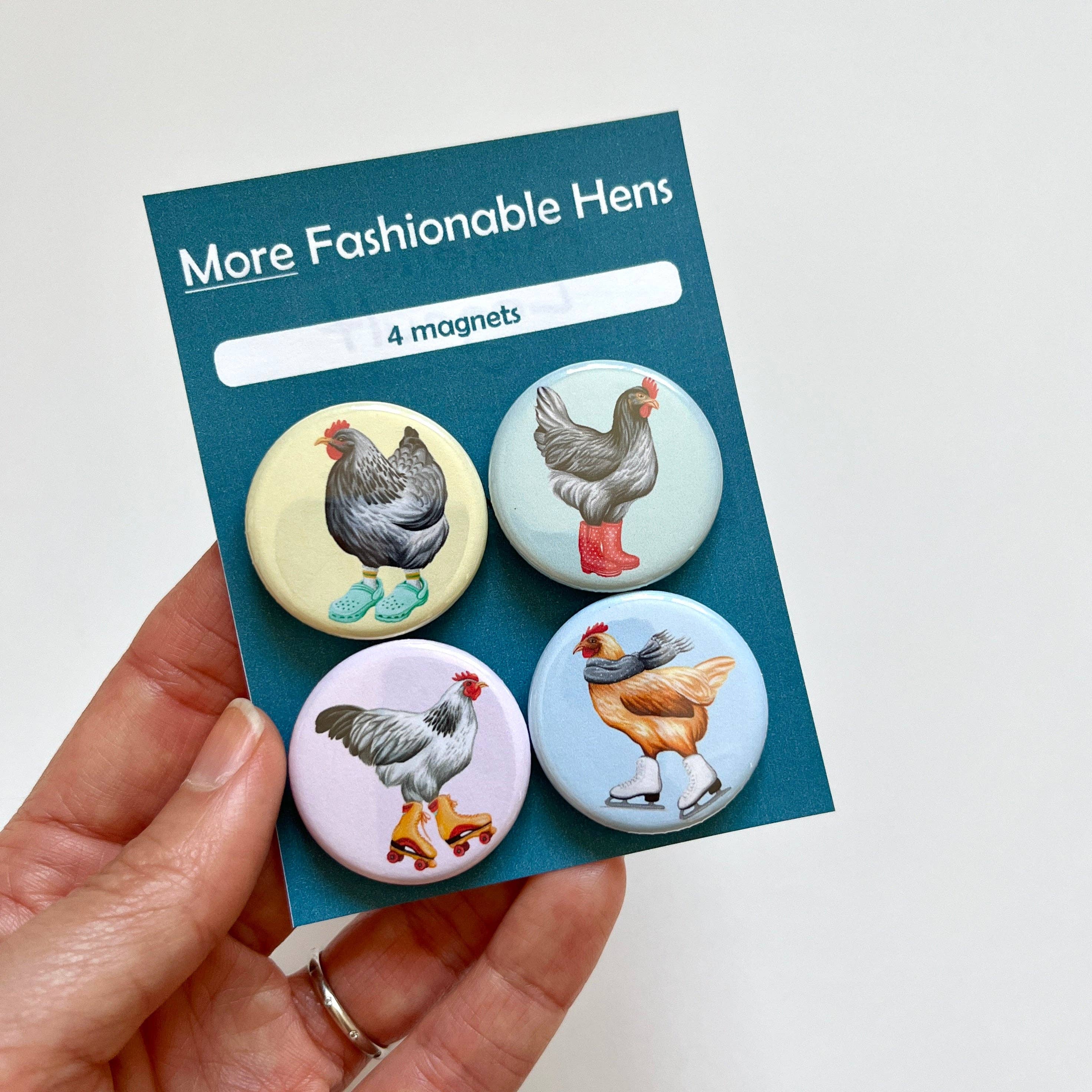 Fashionable Hens Fridge Magnets (set of 4)