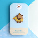 Capybara in a Duck Floatie with Yuzu Enamel Pin-1