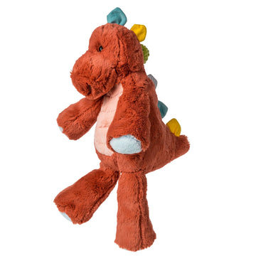 Marshmallow Zoo - 13" Stegosaurus - Handmade Canadian marshmallow plush Stegosaurus in rust with pastel blue and yellow spikes, unique baby gift.