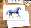Night Stallion Horse Watercolor Art Card-4
