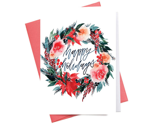 Happy Holidays Wreath | Christmas Greeting Card