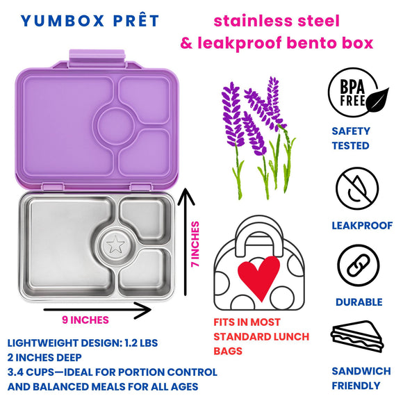 Yumbox Prêt – Leakproof Stainless Steel Bento - Lavender Purple