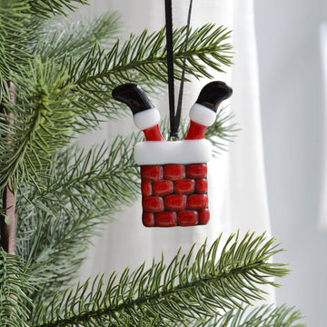 Decoration of Santa Claus caught in the Chimney for the Christmas Tree - 0