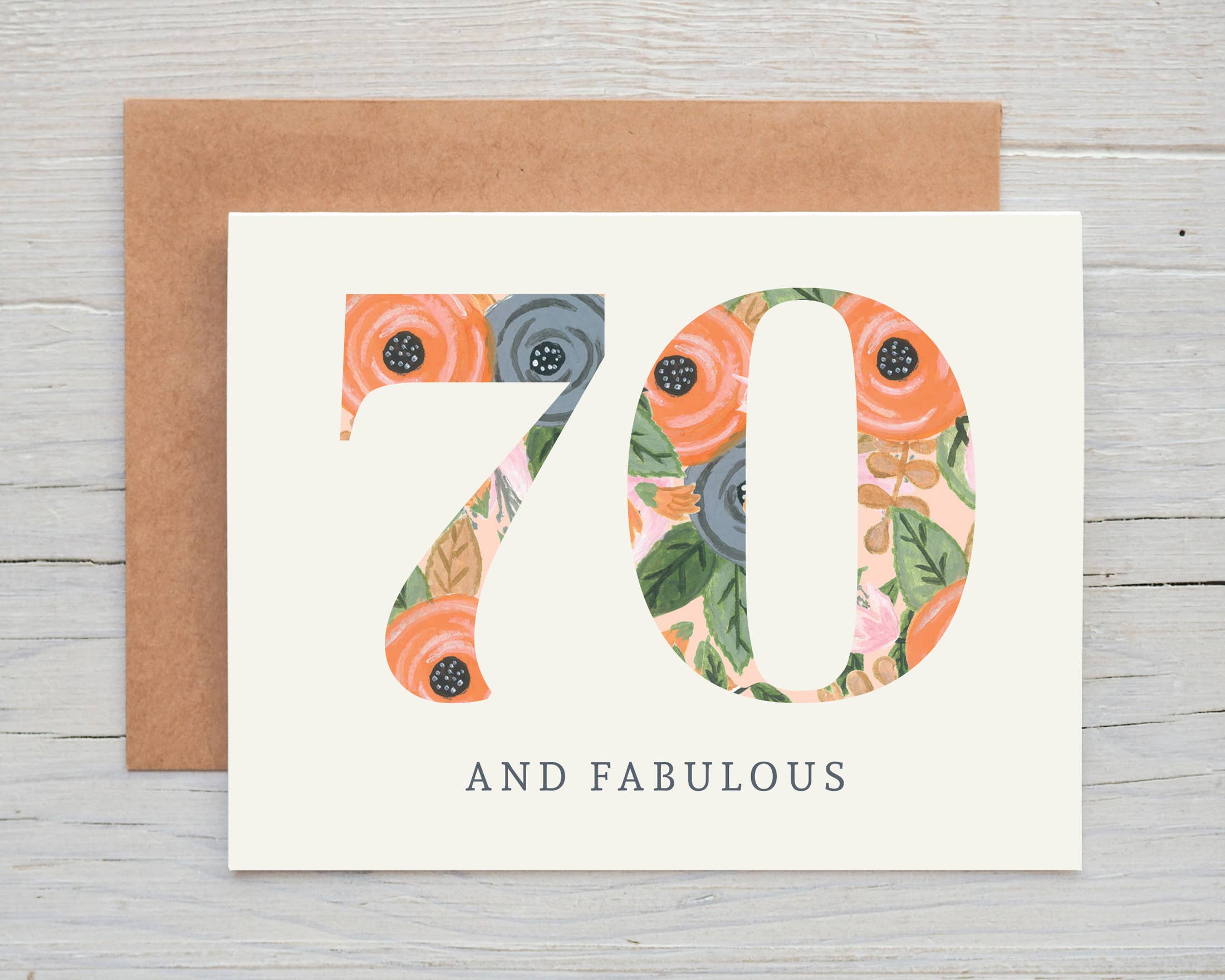 70th Floral Happy Birthday Card - 0