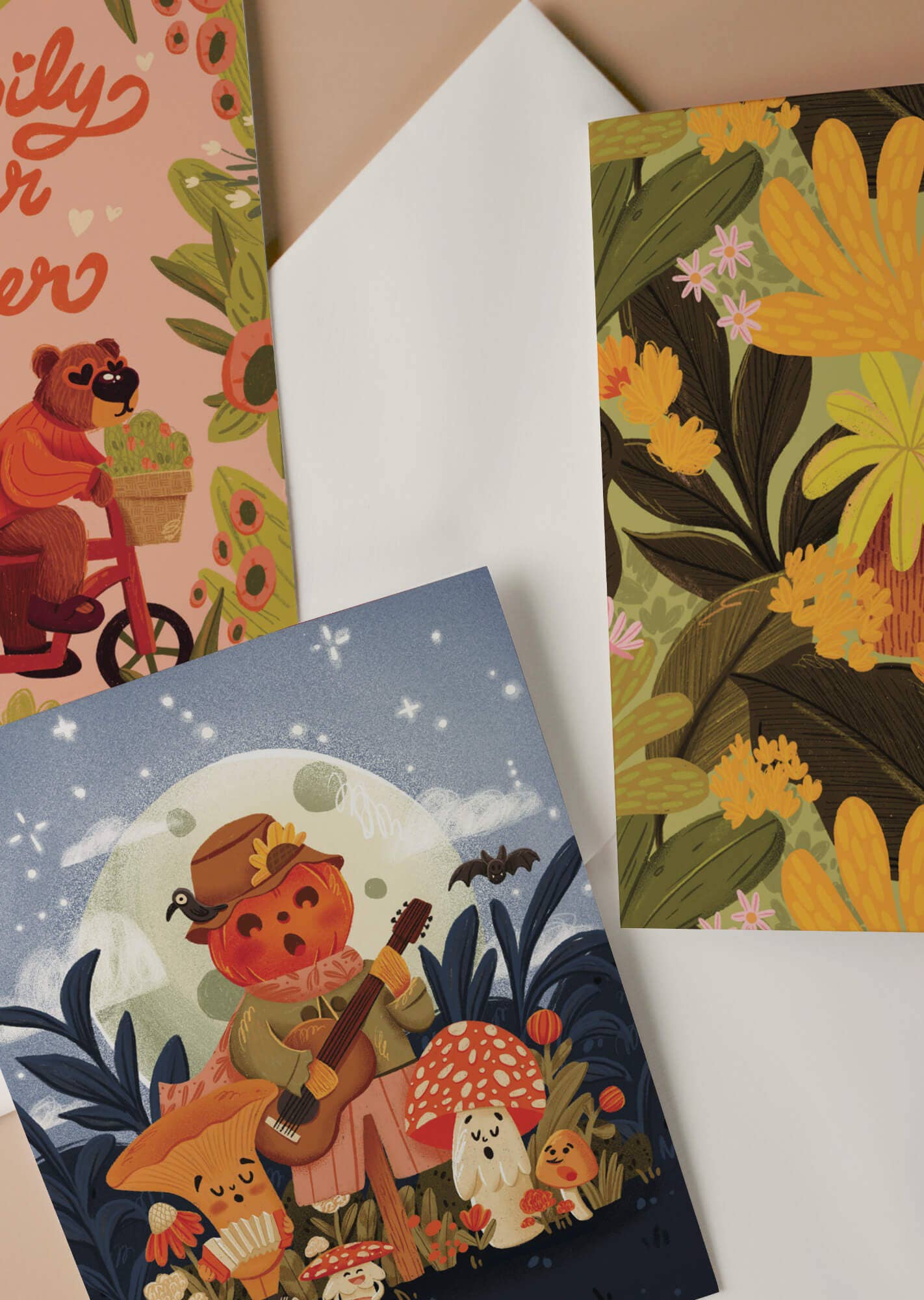 Harvest Moon Card - Illustrated Greeting Card - 0