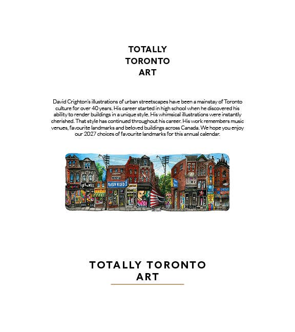 2027 Toronto Landmarks Calendar