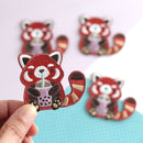Bubble Tea Red Panda Iron On Patch-3