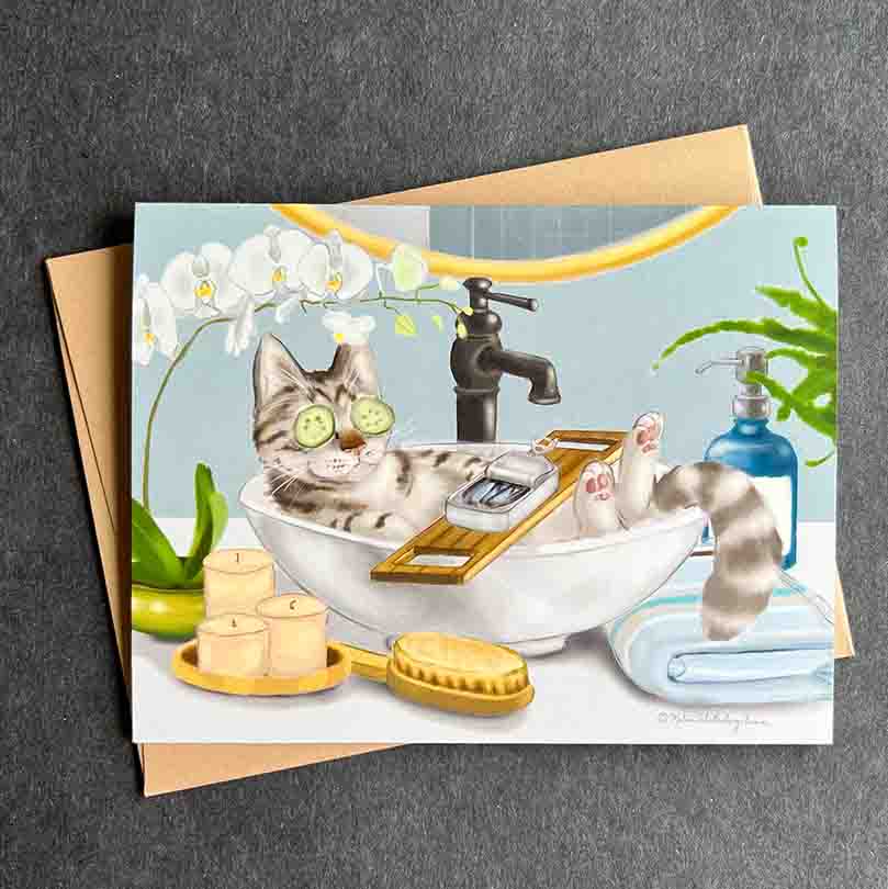 Kitty Spa Day Greeting Card